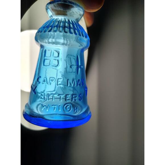 Vintage Wheaton 1971 Cape May Bitters Bottle - 3" Blue Glass, Rare Collectible - Picture 1 of 5
